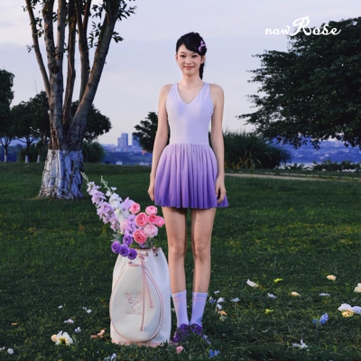 NowRose新品渐变粉紫色连衣裙