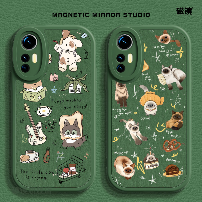 适用小米17t手机壳红米note14pro新款k70/60手绘猫咪3ultra液态2civi3硅胶12卡通40软k80/50男15女spro至尊版
