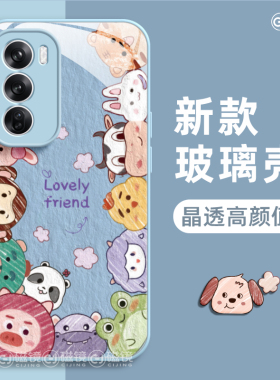 适用OPPOk12手机壳一1加13新款reno13pro卡通动物findx8玻璃真我硅胶GT7/6创意ACE5硬K10男A1女a57/a32保护套