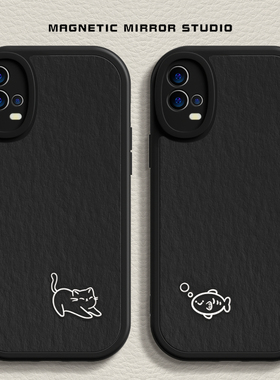 适用vivoiqooz9手机壳k11新款x100pro猫咪和鱼opporeno12液态findx7硅胶一加ace卡通neo9软12男s19女80保护套