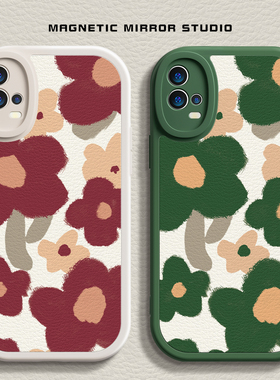 适用vivos18手机壳k11新款opporeno11油画花朵iqooz9液态findx7硅胶一加ace绿色neo9软x100pro男12女80保护套