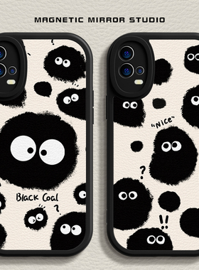 适用vivos18手机壳k11新款opporeno11可爱煤球iqoo12液态findx7硅胶一加ace卡通neo9软x100pro男9女x80保护套