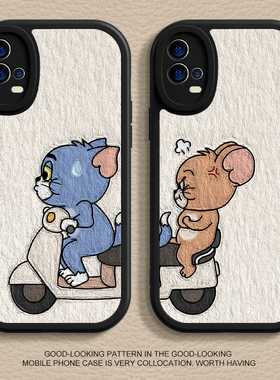 适用vivox90手机壳k10pro新款opporeno1骑车汤姆iqoo12液态findx6硅胶r17情侣x80pro软x70男s16女s15保护套60