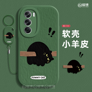 适用OPPOK12手机壳reno14新款小羊皮FINDX8个性猫咪加ACE5液态97硅胶pro简约realme软GT6男neo3女ultra保护套