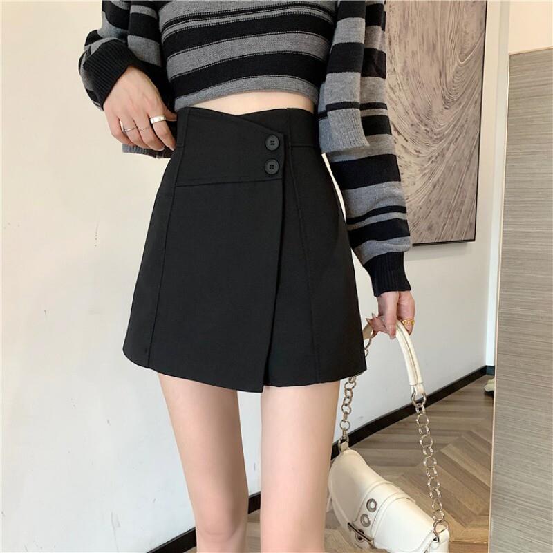 小个子黑色西装短裤休闲阔腿裤子女夏季薄款2025新款高腰显瘦裙裤