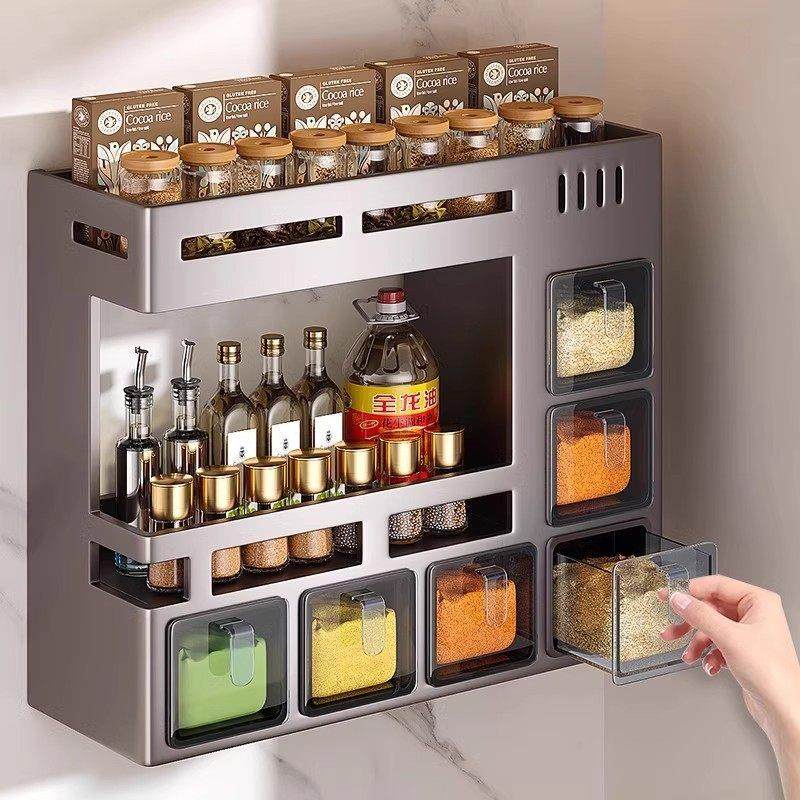 Margot厨房调料置物架家用壁挂式免打孔收纳盒防潮密封多功能架子,厨房/烹饪用具,调料置物架,淘宝优惠券,粉丝福利购,淘宝优惠卷