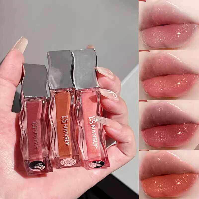新款爆闪水光唇釉滋润显白不沾杯透明唇蜜不粘腻玻璃镜面口红叠涂