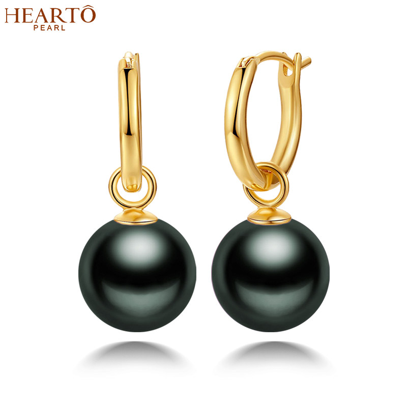 【一款两戴】大溪地黑珍珠耳环耳钉女简约圈圈款正圆黑色海水耳饰