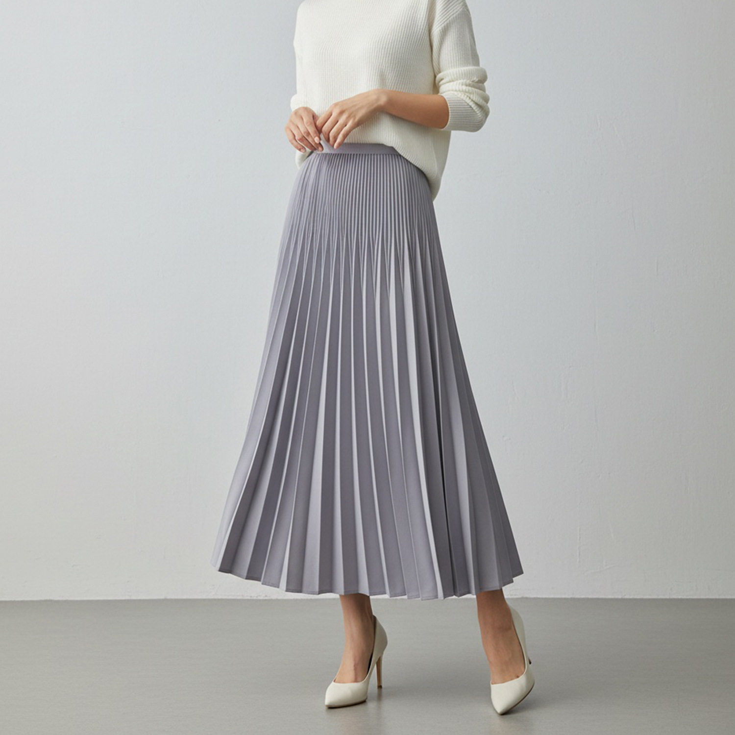 当季爆款通勤百搭黑色百褶裙女压褶工艺高腰遮肉显瘦女士半身裙