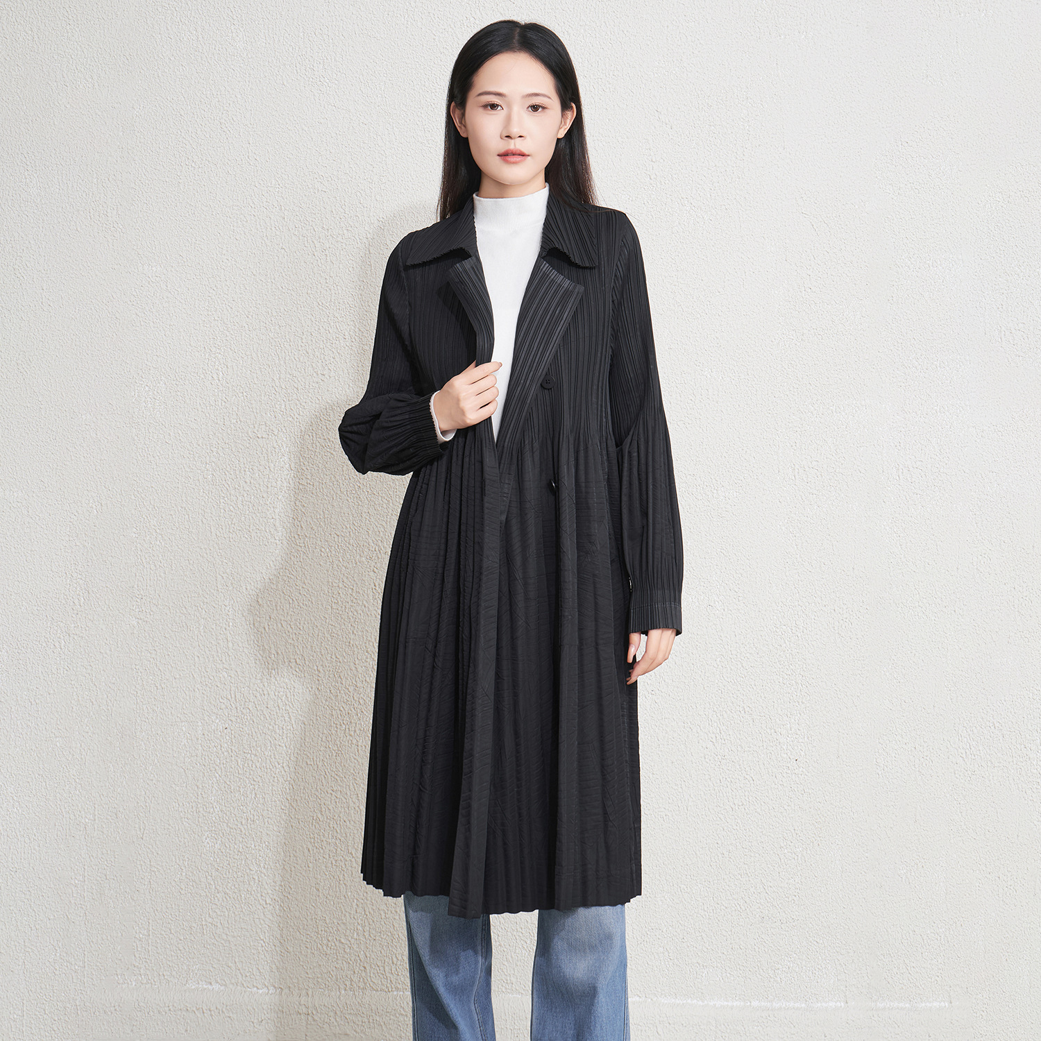 专柜品质时尚气质百搭秋季新款2025潮流褶皱高端小众设计风衣外套