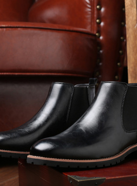 Chelsea Boots Men Winter Shoes Black Leather 时尚短靴男靴