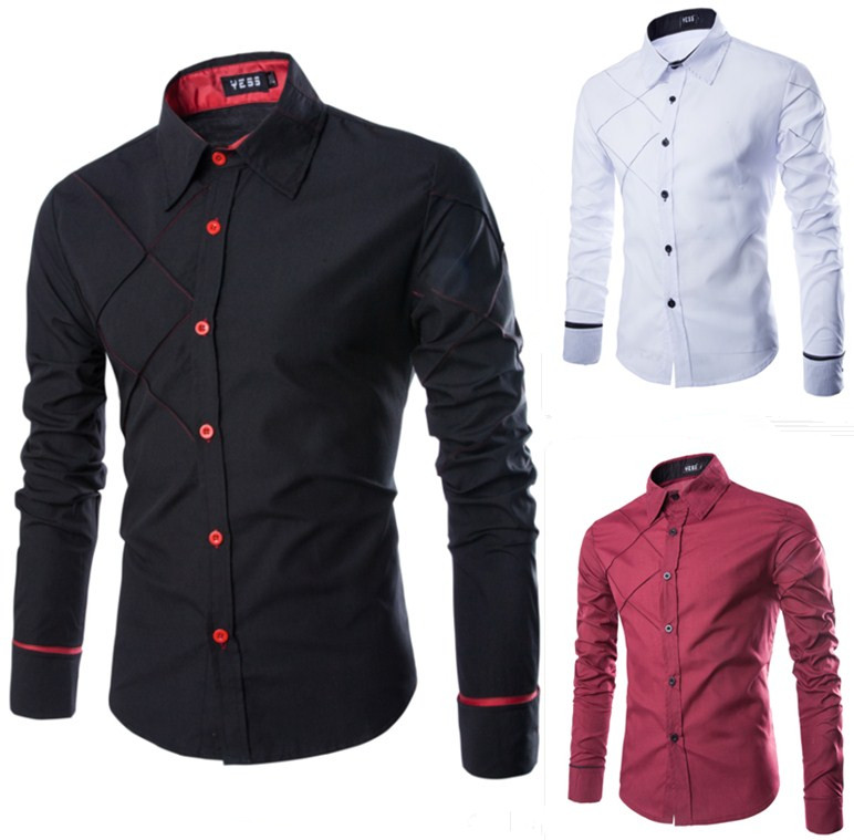 外贸速卖通ebay秋冬装格子走线衬衣 男士韩版长袖衬衫 men shirt