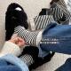 winter cotton Striped women autumn tube socks mid Pile