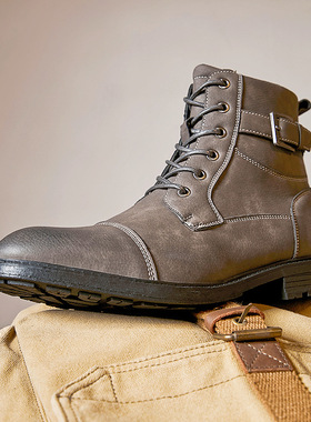 Motorcycle Ankle Military Boots For Men Winter Leather Shoes