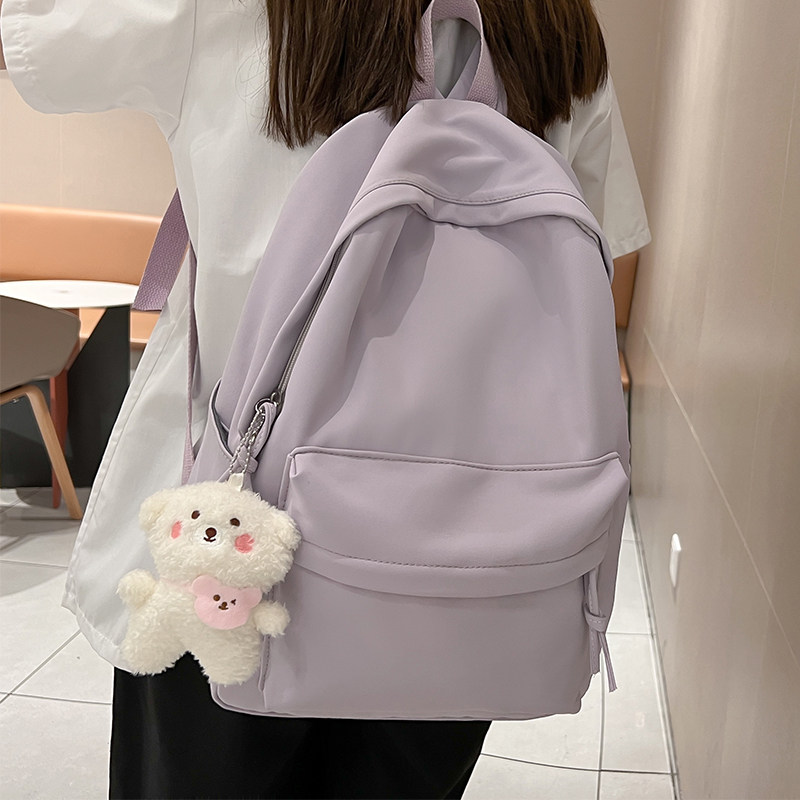 纯色无印书包女ins风日系高中生大容量简约16寸电脑双肩包大学生