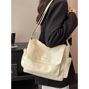 帆布包高级感小众包包女式2026新款超火上学大学生通勤单肩斜挎包