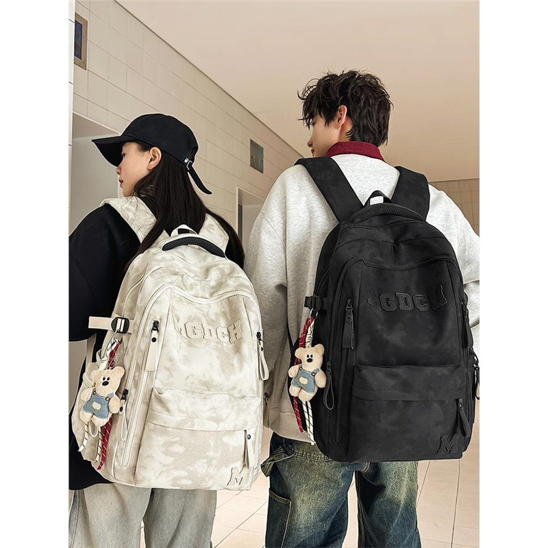 减负护脊宽背带书包初中女生高中生男款双肩包大学生旅行户外背包