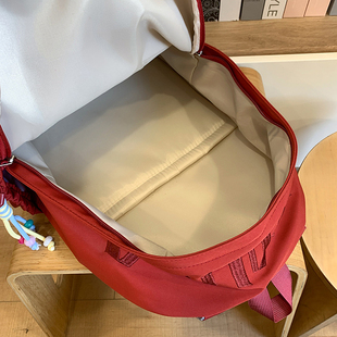 蓝色ins小众慵懒风书包女初中生高颜值高中生简约超大容量双肩包