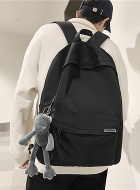 书包男初中高中生新款高颜值男生双肩包美式灰色男款高街背包肩包
