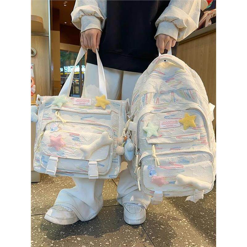 韩系星星书包初中女生ins小众高颜值女孩双肩包学生校园上课背包