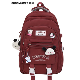 儿童书包手提袋女生小学生2026新款初中生女孩背包高中红色双肩包