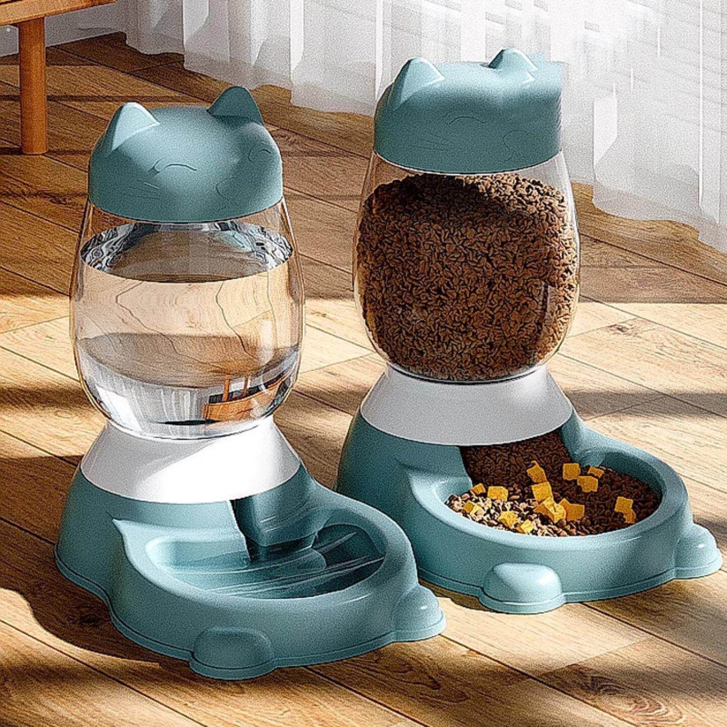 宠物自动猫喂食器狗狗猫咪自己按压不插电自助猫粮神器二合一双碗