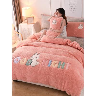 羊羔法兰绒四件套珊瑚绒被套双面冬季床品牛奶冬天床单云貂毛加厚