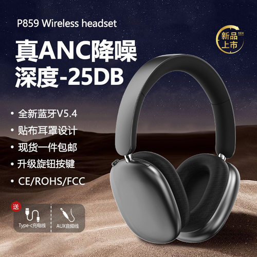 日本品质新款贴布旋钮主动降噪头戴式耳机蓝牙真无线超长续航适用