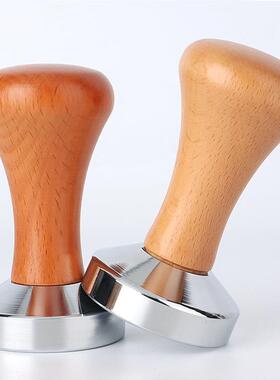 意式咖啡压粉锤58mm实木填压器不锈钢压粉器实心平底51mm粉锤53mm