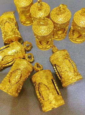 久不掉色铜合金镀金沙金四面佛转经桶吊坠可转动守护佛毛衣链