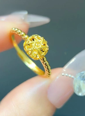 小红书爆款拉丝方糖戒指沙金饰品戒指久不掉色饰品