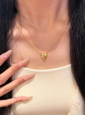立体爱心同款爆闪镜面女时尚精致简约金店高级心形吊坠项链工艺5G