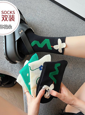 袜子女春秋季日系网红ins潮学院风立体爱心百搭长袜中筒袜女士