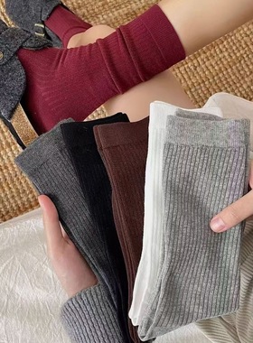 春秋季安可拉红袜子女中筒袜ins潮外穿堆堆纯色秋冬拉拉长袜百搭