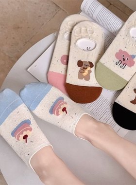 卡通可爱袜子女短袜ins夏季薄款浅口隐形船袜日系硅胶防滑不掉跟
