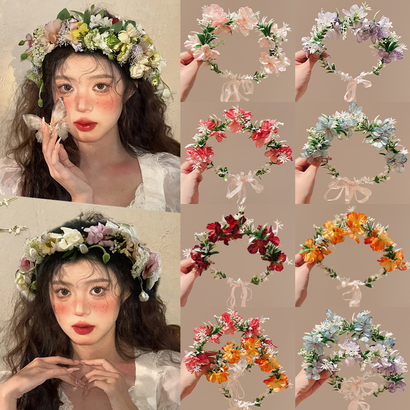 森系氛围感拍照神器仙女花环发箍