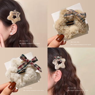 秋冬bb夹毛绒星星刘海发夹女前额2024新款 高级感发卡侧边夹子头饰