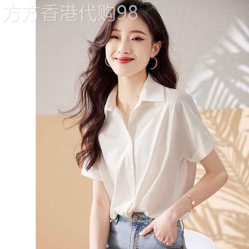 法式醋酸缎面垂感短袖衬衫女夏薄款设计感小众通勤职业OL气质衬衫