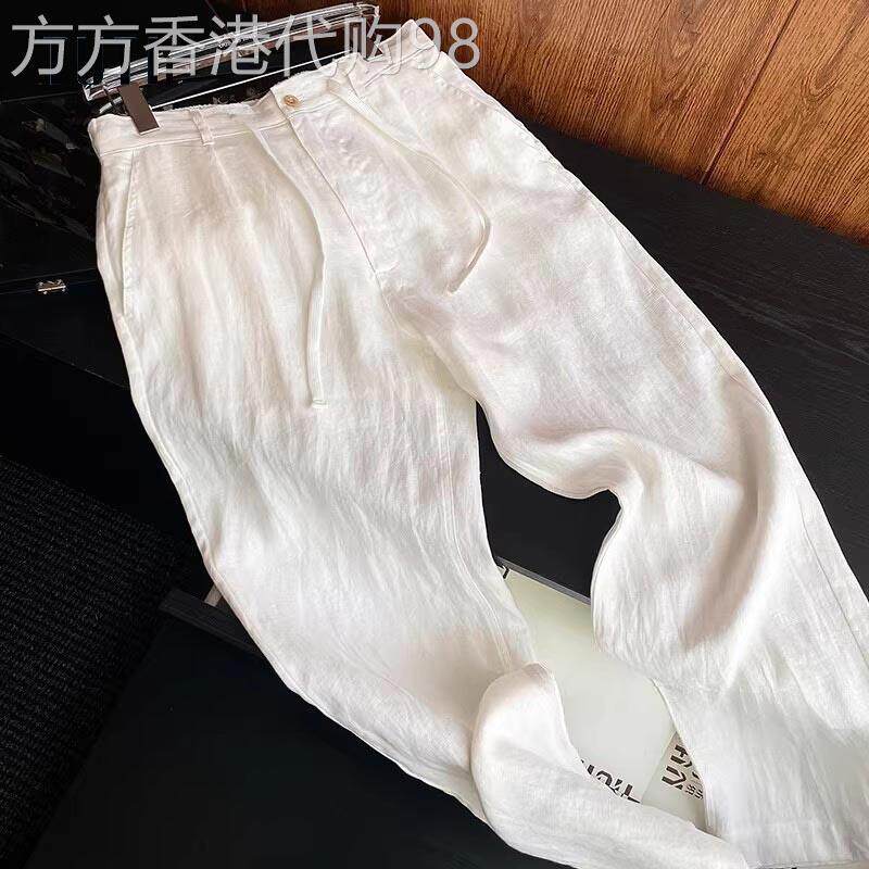 老钱风亚麻休闲裤男士夏季潮牌宽松直筒阔腿裤子高级感百搭运动裤