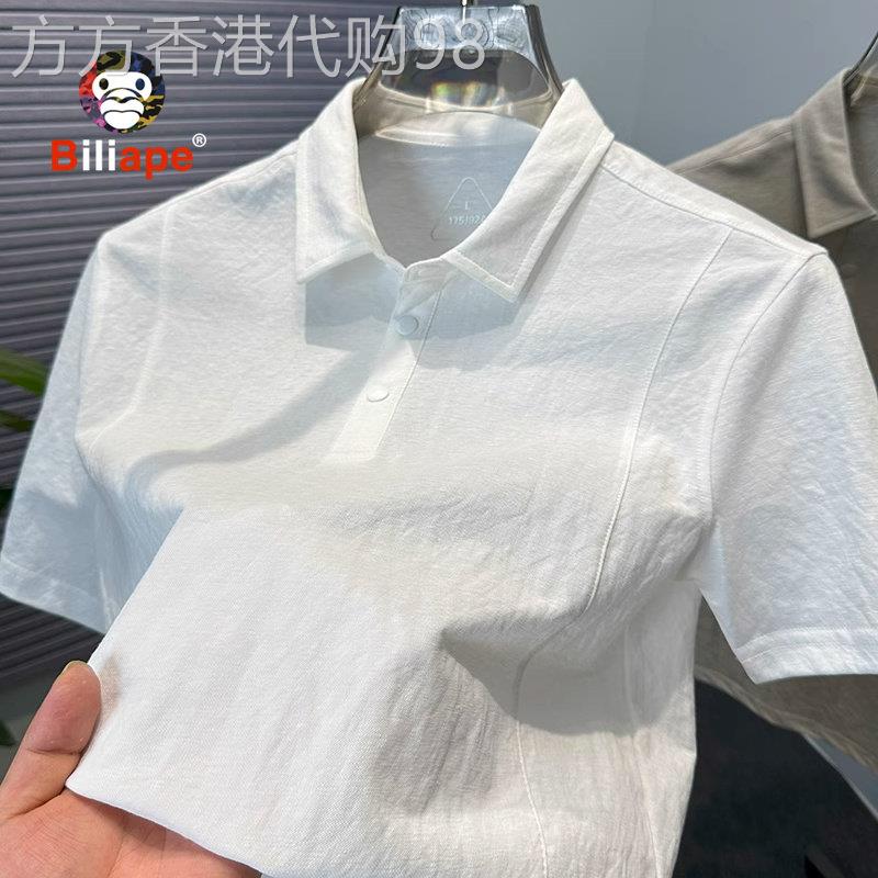 纯色老钱风亚麻POLO衫男士短袖T恤2026新款夏季薄款棉麻上衣男款