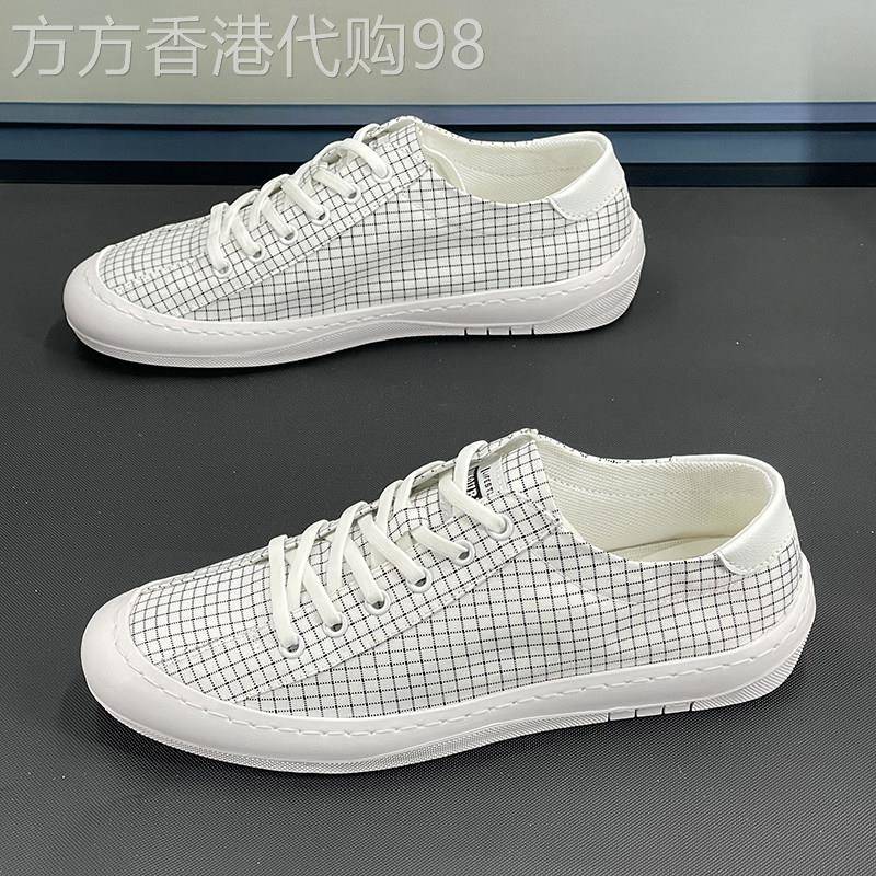 潮牌男鞋2026夏季新款低帮透气帆布鞋男士系带软底板鞋韩版休闲鞋