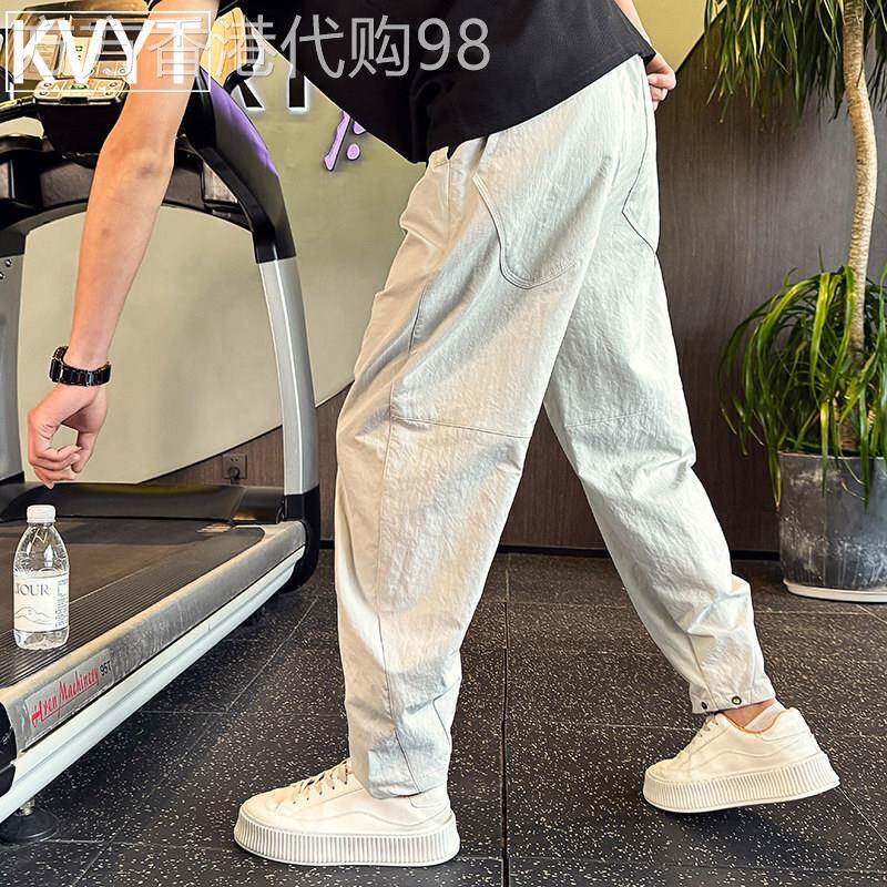 高级感裤子男款2026年夏季新款薄款速干裤男士潮流痞帅九分哈伦裤