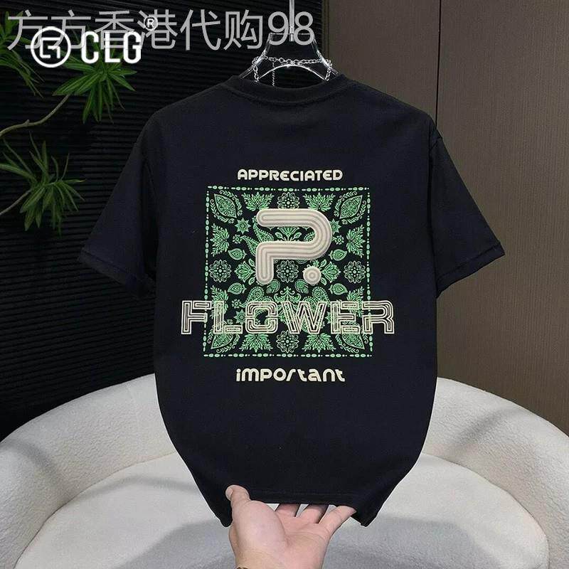 香港CLG潮牌美式印花短袖T恤男女宽松百搭潮流上衣设计感小众t恤