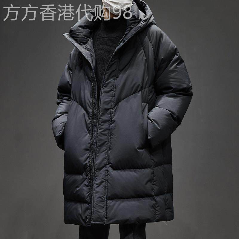 日本进口品牌中长款羽绒服男冬季90白鸭绒连帽加厚保暖外套男百搭