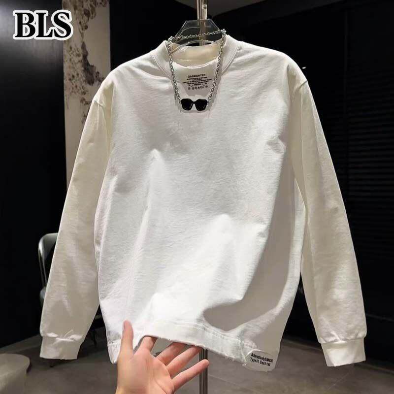 高端圆领休闲打底衫男款秋冬季2025新款加绒加厚情侣宽松卫衣T恤