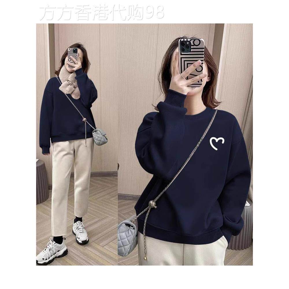 圆领女式运动衫2025春秋季新时尚宽松休闲印花套头衫连帽长袖上衣