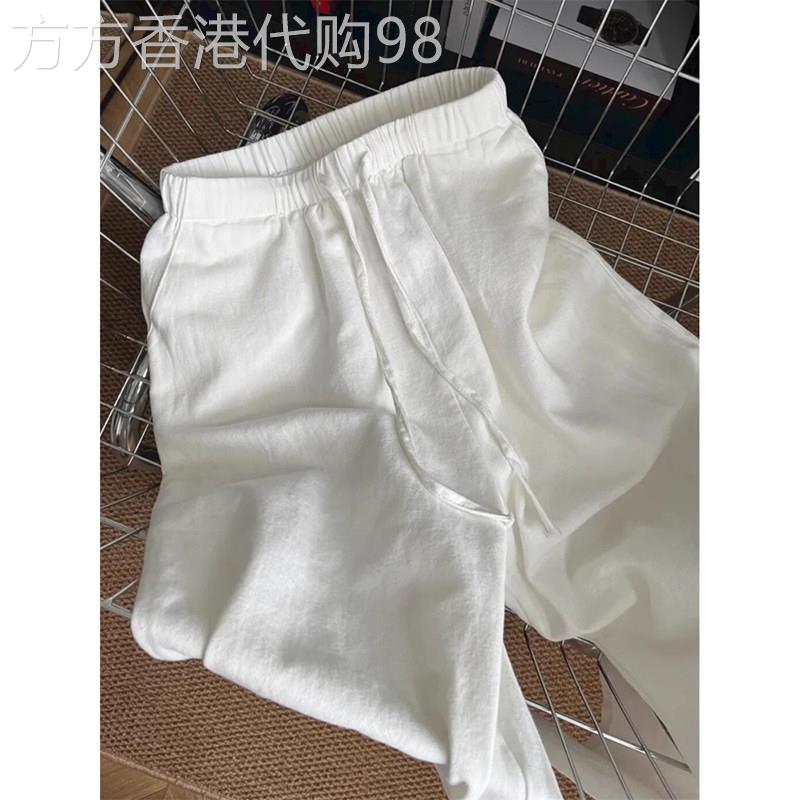 夏季薄款白色棉麻休闲裤男女简约潮流垂感老钱风宽松山本阔腿裤