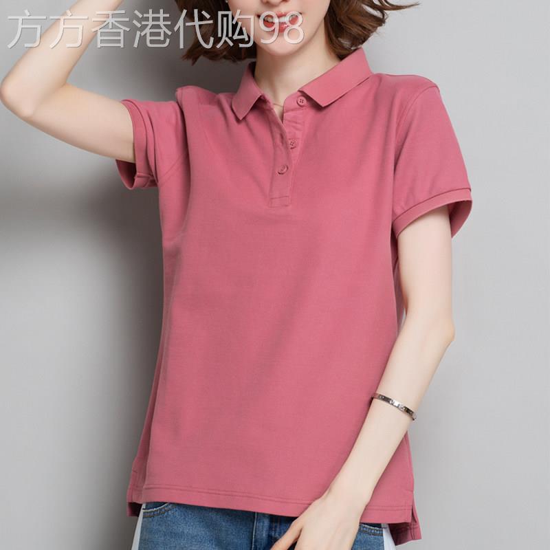 翻领短袖t女2026年夏季新款韩版宽松大码纯棉衫运动上衣潮