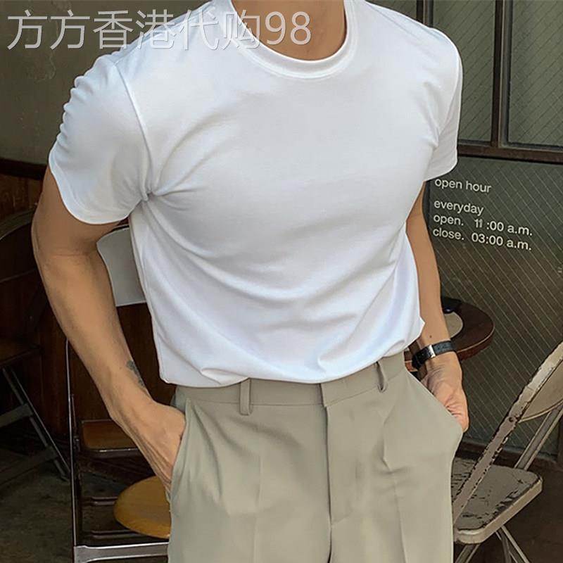 轻奢白色短袖T恤男2026新款男士打底衫韩版百搭圆领T恤纯色上衣