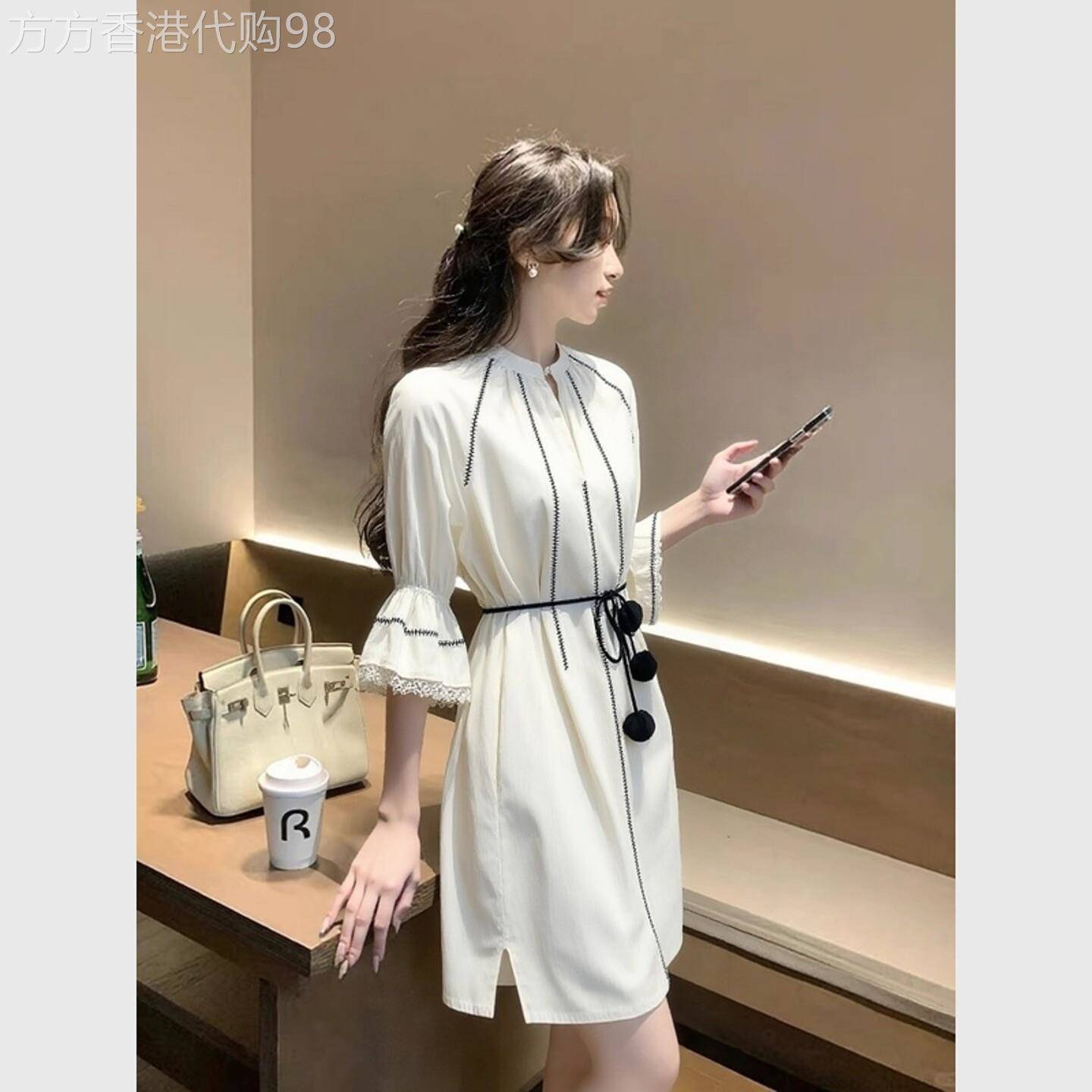 法式减龄白色衬衫连衣裙女2026春气质高端大方得体巨好看收腰裙子